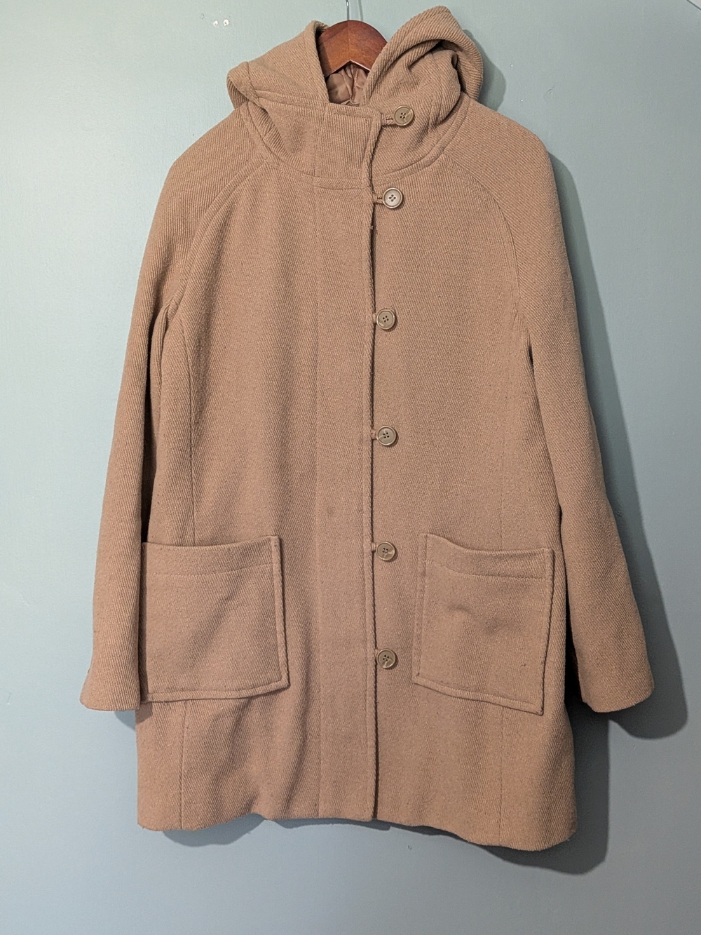 SWS Outerwear Womens Single Breasted Hooded Coat Camel Minimalist Winter